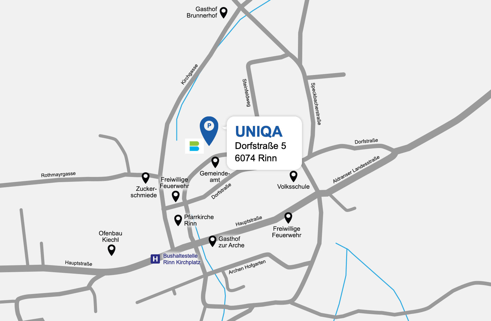 Eine detaillierte gezeichnete Karte der UNIQA Generalagentur CS VER.SICHER.T